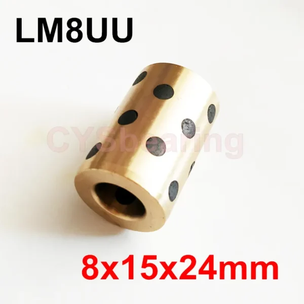 8x15x24mm Self-lubricating Copper Graphite Brass Bearing