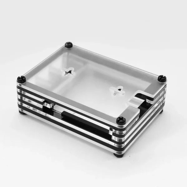 Acrylic Multilayer 9 Layer Case for Raspberry Pi 4B Supporting 3007/3010 Fans (Black & Transparent)