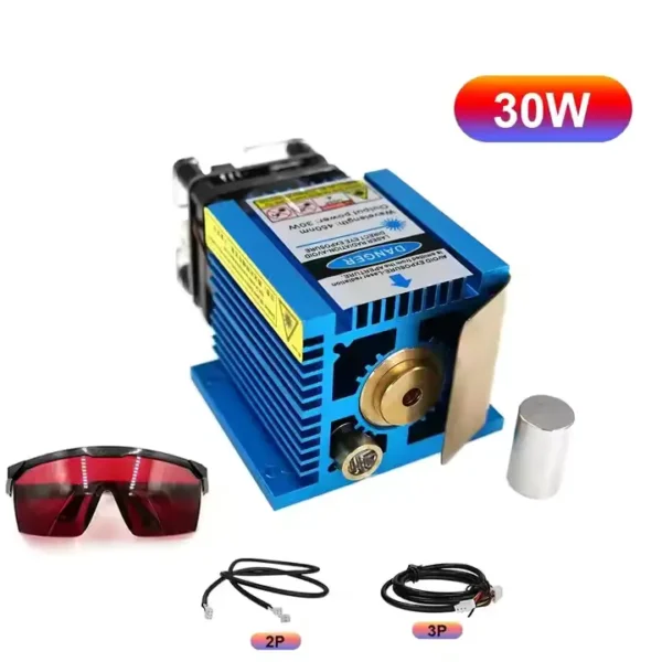 30W 445nm Laser head Bulelight with 3P cable and Light green goggles